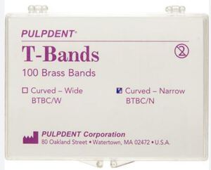 pulpdent t-bands brass curved/narrow (5/32