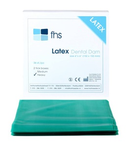 fhs dental dam cofferdam latex heavy 6x6 inch