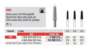 edenta diamantsteen fg f998/021 round end tap. 9mm