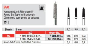 edenta diamantsteen fg f998/016 round end tap. 9mm